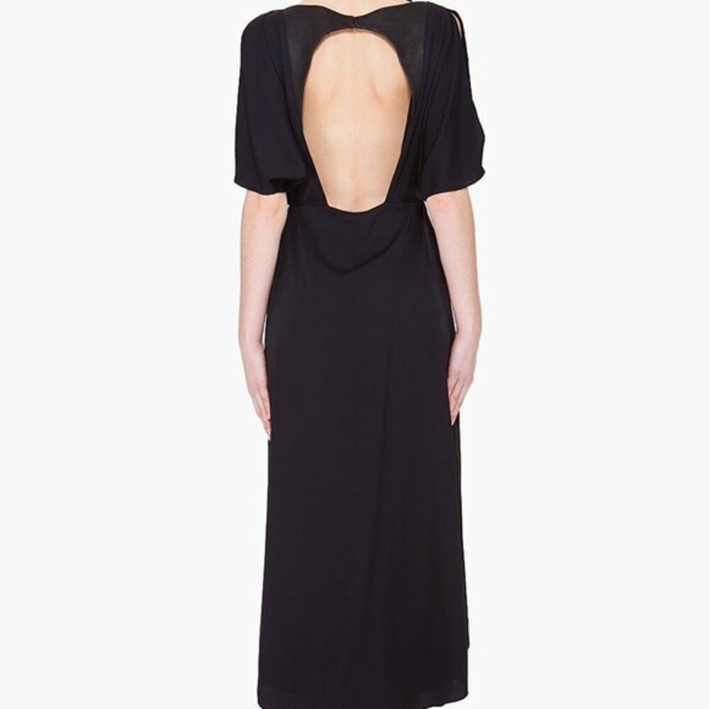 Elizabeth & James Womens Black Open Back Draped Sleeve Silk Usagi Dress Size 0